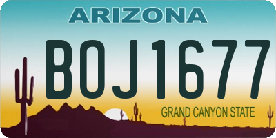 AZ license plate BOJ1677