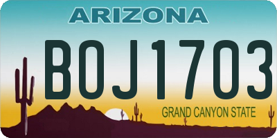 AZ license plate BOJ1703