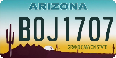 AZ license plate BOJ1707
