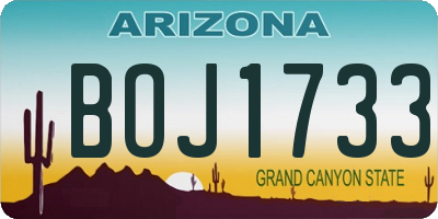 AZ license plate BOJ1733