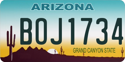 AZ license plate BOJ1734