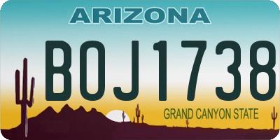 AZ license plate BOJ1738