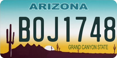 AZ license plate BOJ1748