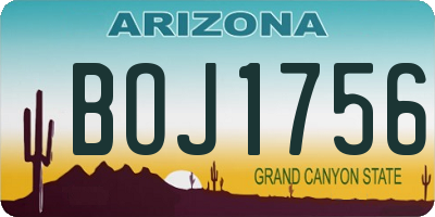 AZ license plate BOJ1756