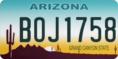 AZ license plate BOJ1758
