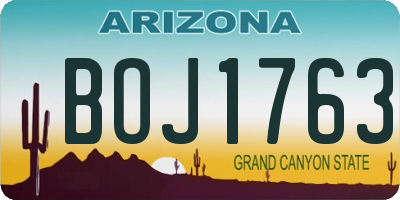 AZ license plate BOJ1763