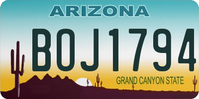 AZ license plate BOJ1794