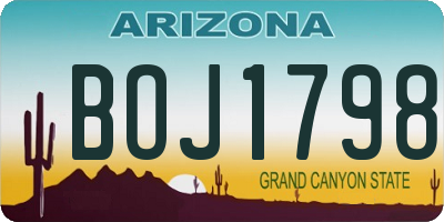 AZ license plate BOJ1798