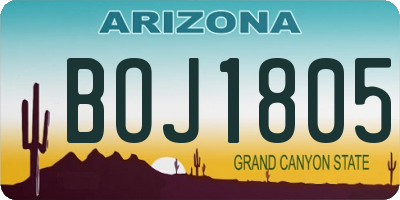 AZ license plate BOJ1805