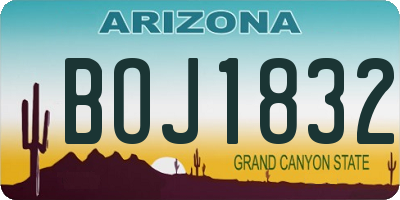 AZ license plate BOJ1832