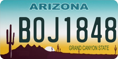 AZ license plate BOJ1848