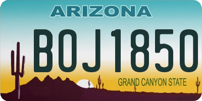 AZ license plate BOJ1850