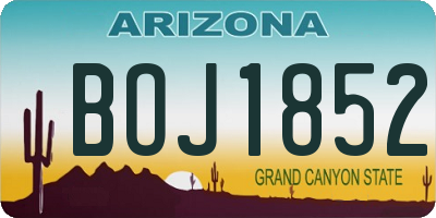 AZ license plate BOJ1852