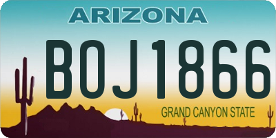 AZ license plate BOJ1866