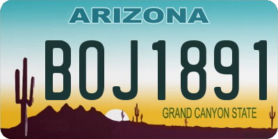 AZ license plate BOJ1891