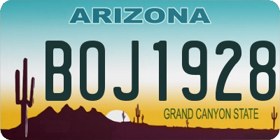 AZ license plate BOJ1928