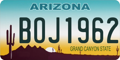 AZ license plate BOJ1962
