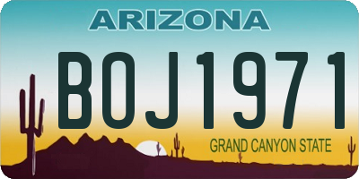 AZ license plate BOJ1971