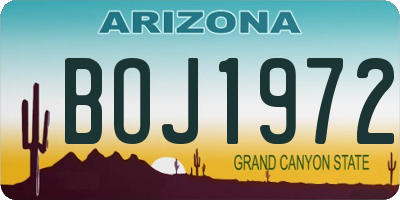 AZ license plate BOJ1972