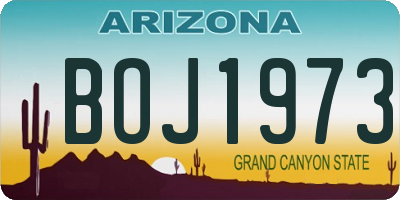 AZ license plate BOJ1973