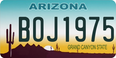 AZ license plate BOJ1975