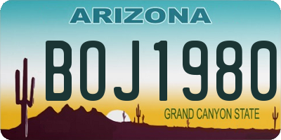 AZ license plate BOJ1980