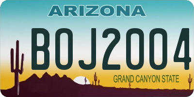 AZ license plate BOJ2004