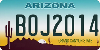 AZ license plate BOJ2014