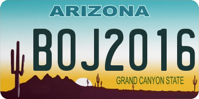 AZ license plate BOJ2016
