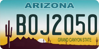 AZ license plate BOJ2050