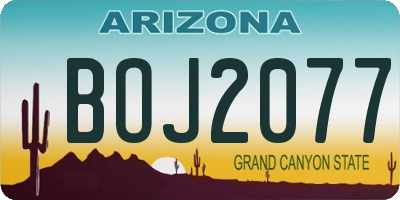 AZ license plate BOJ2077