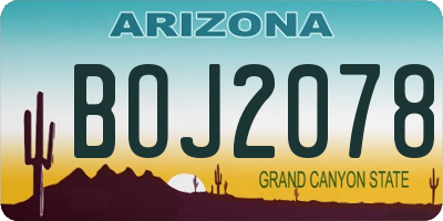 AZ license plate BOJ2078