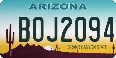 AZ license plate BOJ2094