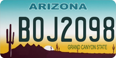 AZ license plate BOJ2098