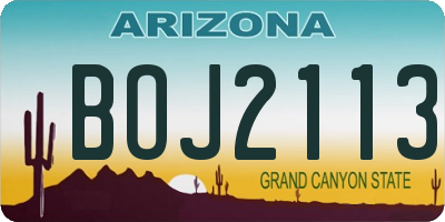 AZ license plate BOJ2113