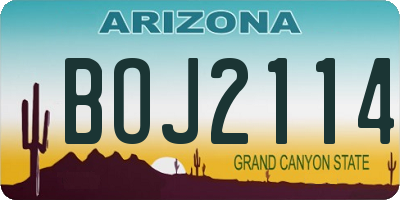 AZ license plate BOJ2114