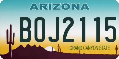 AZ license plate BOJ2115