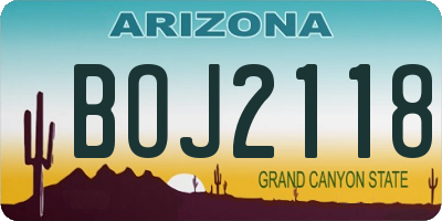AZ license plate BOJ2118