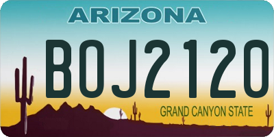 AZ license plate BOJ2120