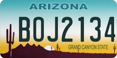 AZ license plate BOJ2134