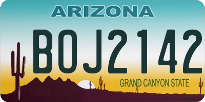 AZ license plate BOJ2142