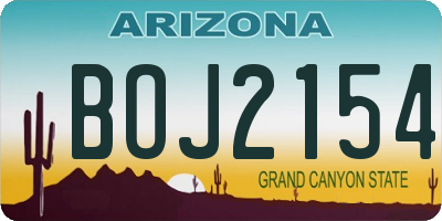 AZ license plate BOJ2154
