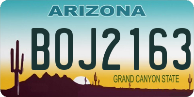 AZ license plate BOJ2163