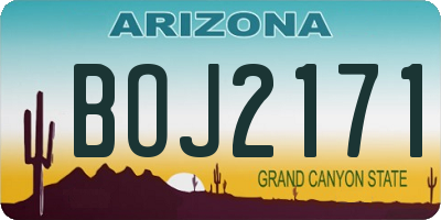 AZ license plate BOJ2171