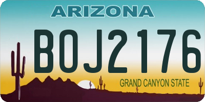 AZ license plate BOJ2176