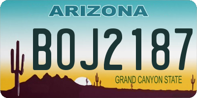 AZ license plate BOJ2187