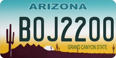 AZ license plate BOJ2200