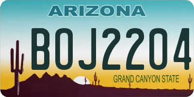 AZ license plate BOJ2204