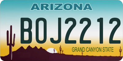 AZ license plate BOJ2212