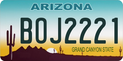 AZ license plate BOJ2221